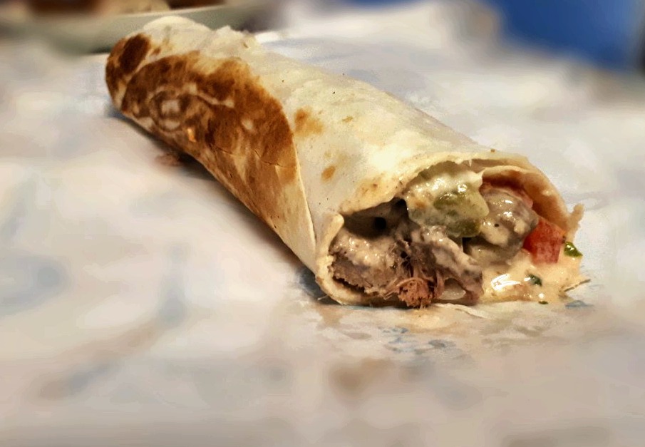 A Beef Shawarma sandwich in Shawarma Gourmet