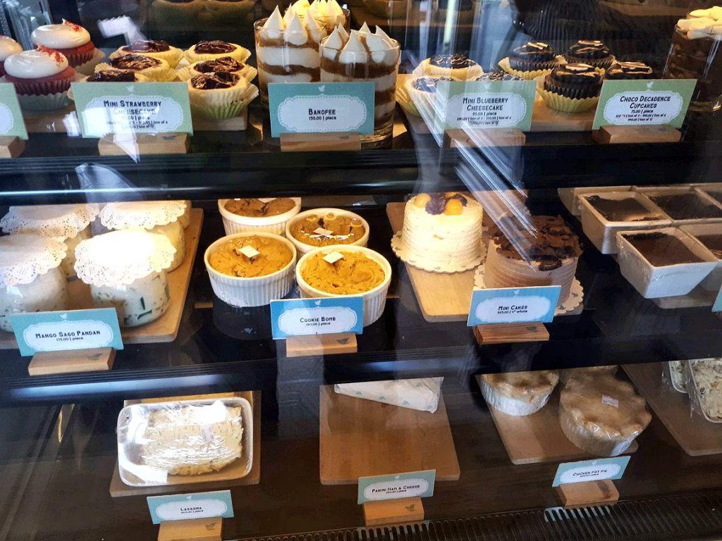 Cakes and other desserts displayed in 10 Dove Street Confectionery