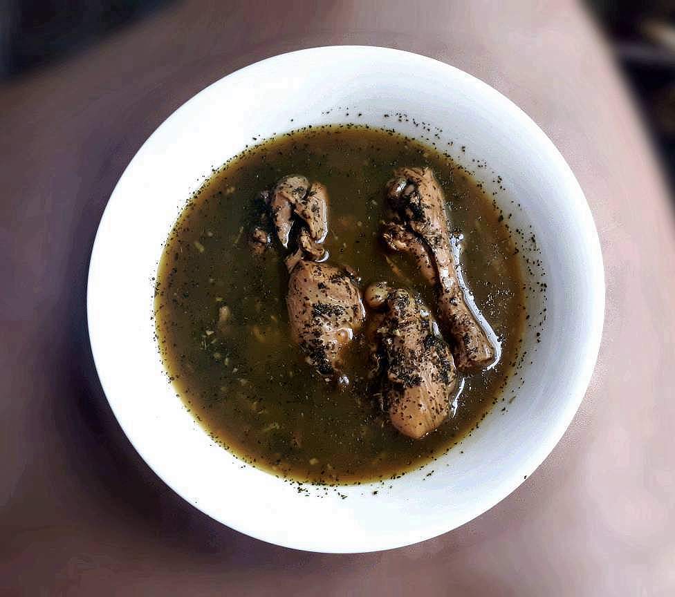A Popular Middle Eastern and North African international chicken recipe called Chicken Molokhia Soup.