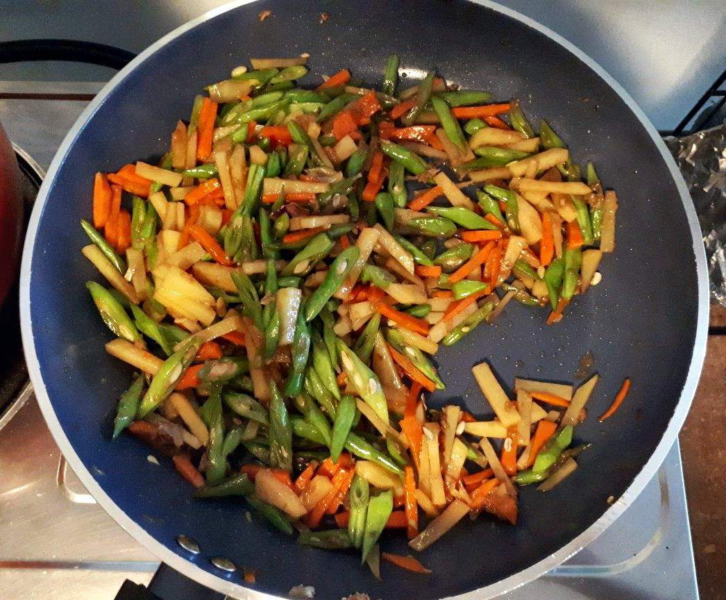 Cooking the Vegetables for Lumpia