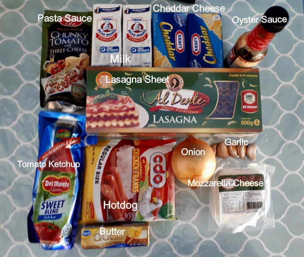 Ingredients of Pinoy Lasagna Recipe