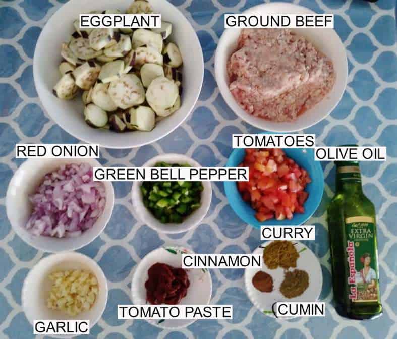 Recipe ingredients of Turkish Moussaka