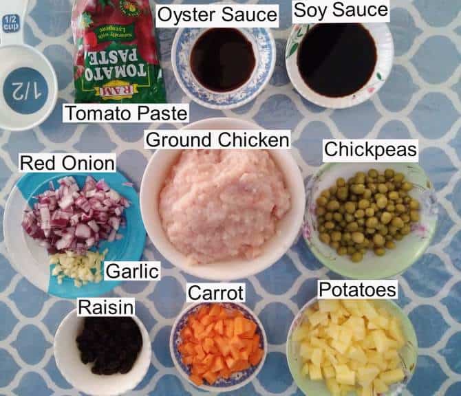 Ingredients of Chicken Giniling