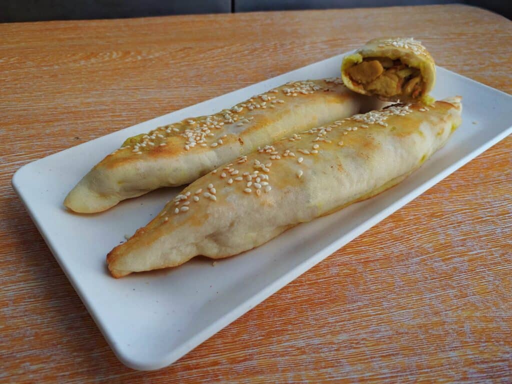 Chicken Fatayer bread serve on a plate