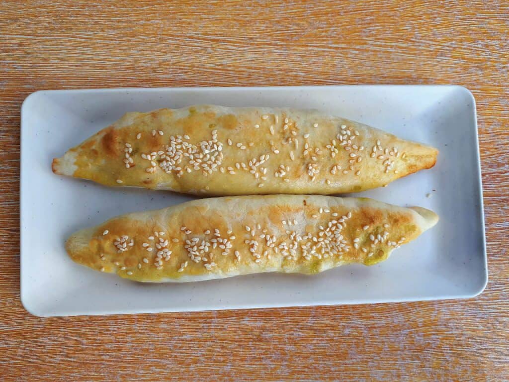 Chicken Fatayer bread serve on a plate
