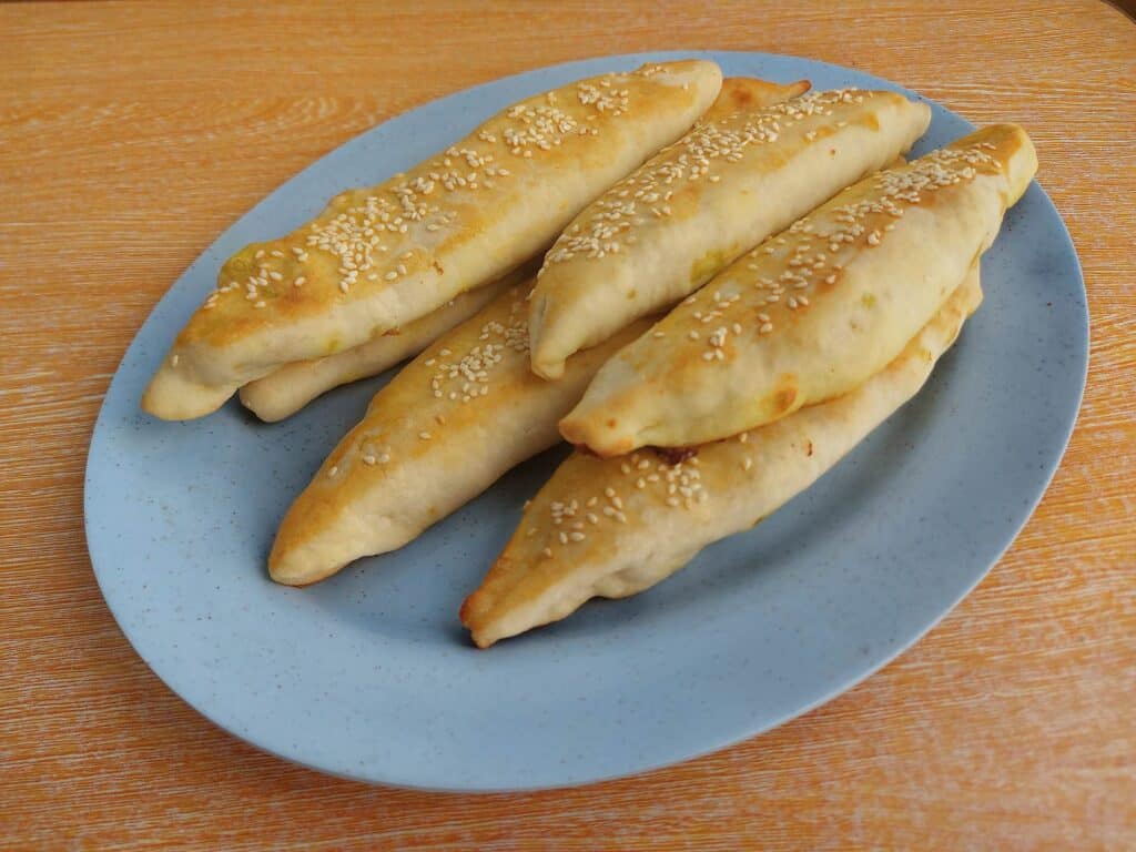 Chicken Fatayer bread serve on a plate