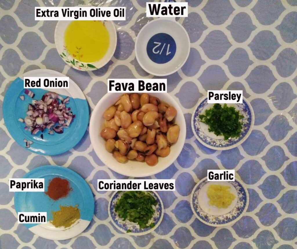 Recipe ingredients of Ful Medames