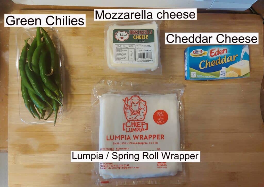 Recipe Ingredient of Cheese Dynamite Lumpia