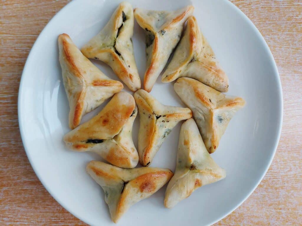 Baked Lebanese Spinach Pies called Spinach Fatayer