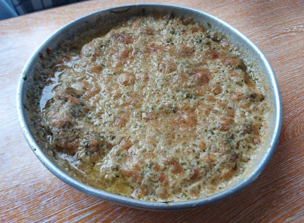 Beef Kofta tahini recipe served in a baking pan