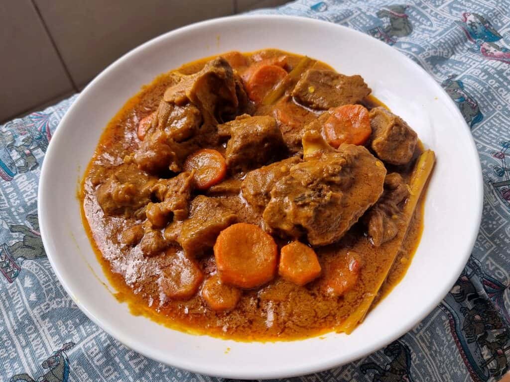Tausog Beef Kulma recipe stew with carrots served on a plate