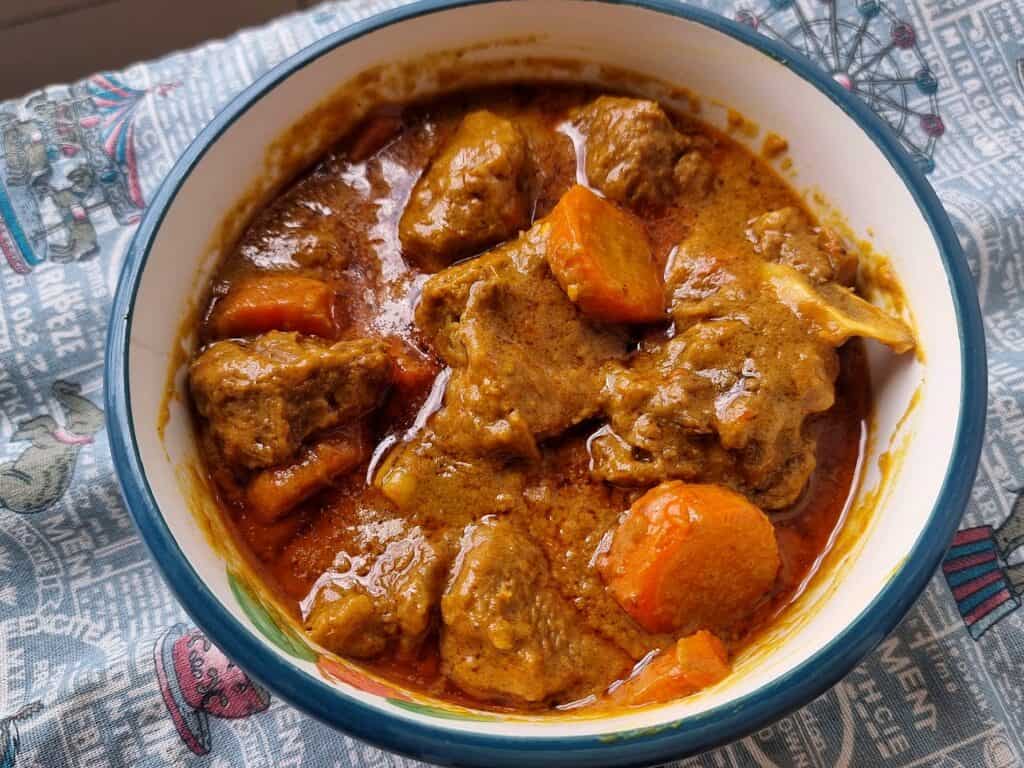 Tausog Beef Kulma recipe stew with carrots served on a plate bowl